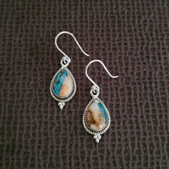 Shivam Jewelry - Shivam Oyster Blue💙 Copper Turquoise Teardrop💧 Earrings
